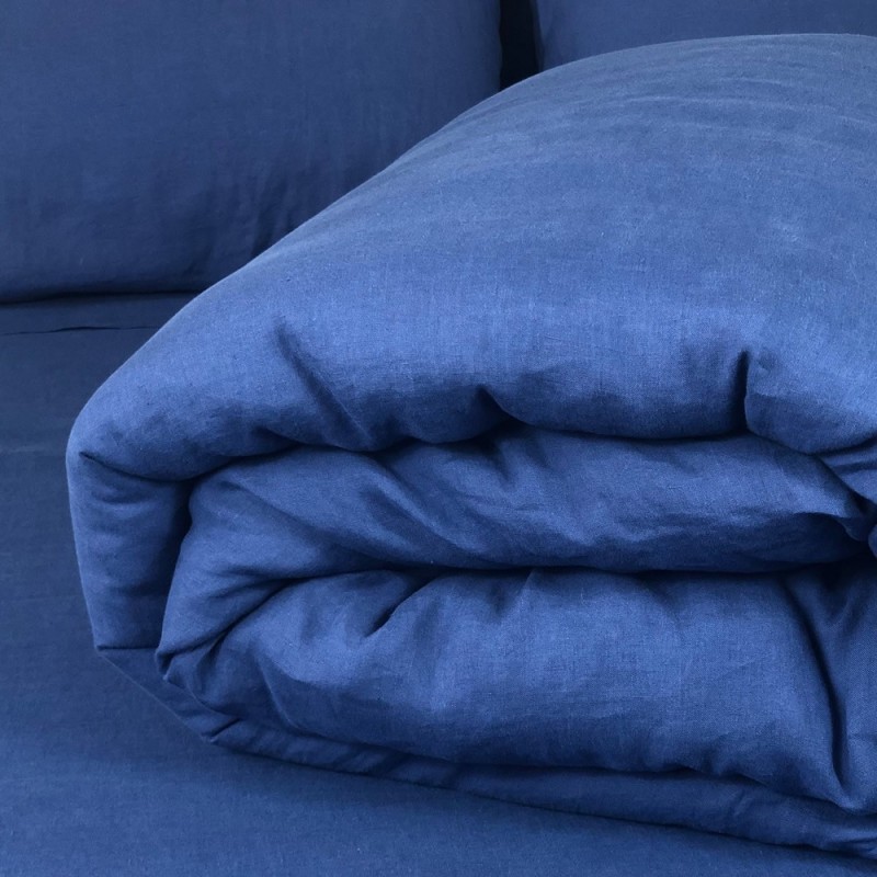 Blue Linen Duvet Cover Made in Portugal