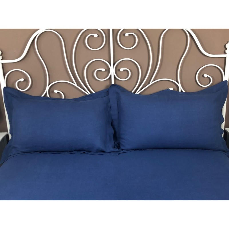 Oxford Pure Linen Pillowcases, blue, set of 2