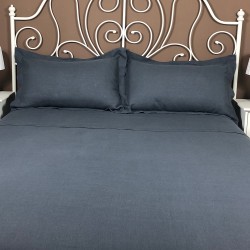 Pillowcase Oxford Linen Atlanta Charcoal Showing Both on Bed