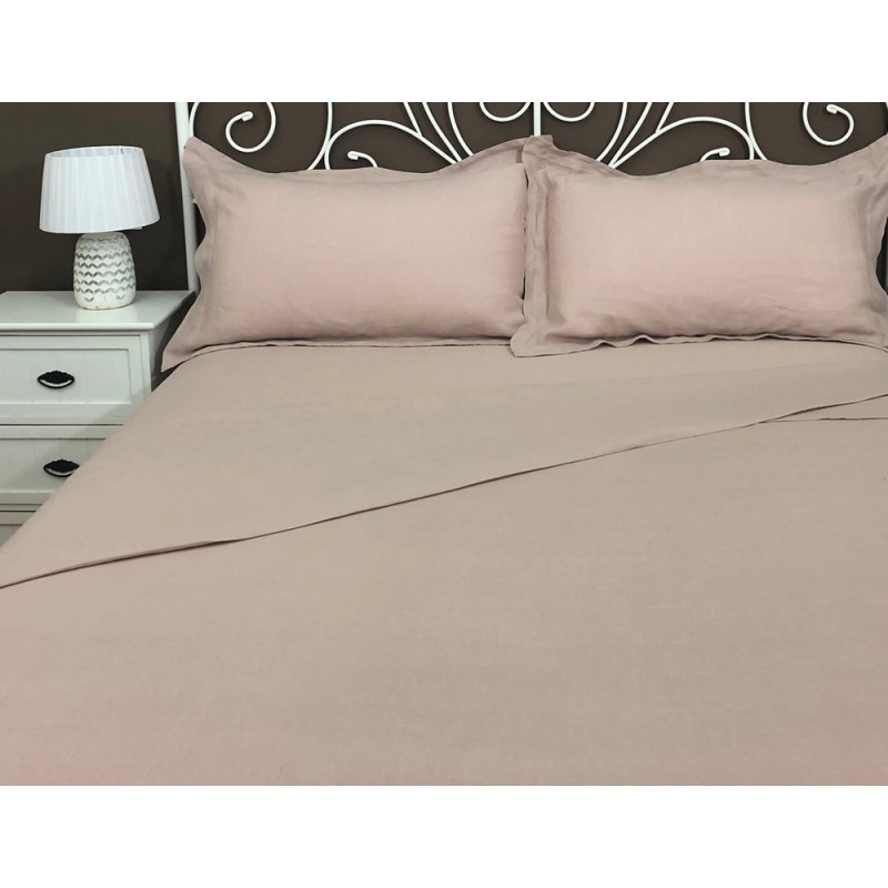 Pure Linen Flat Sheet, pink Rosé, Atlanta